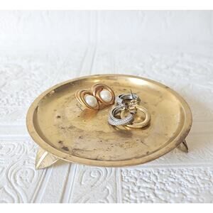 Vintage Brass Pillar Holder with Legs Catch-All Classic Collection Boho MCM